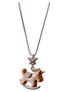 银色星星独角小木马吊坠项链