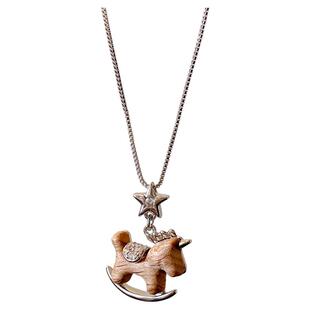 银色星星独角小木马吊坠项链女2026新款马年毛衣链大气高档高级感