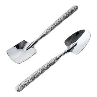 不锈钢勺子高颜值网红家用调羹小铲子铁锹勺子吃西瓜神器家用餐具