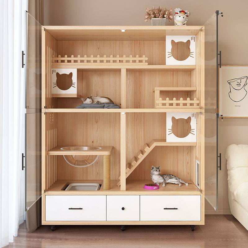 猫舍猫柜猫别墅猫窝猫屋超大自由空间猫咪房子实木猫笼子家用室内