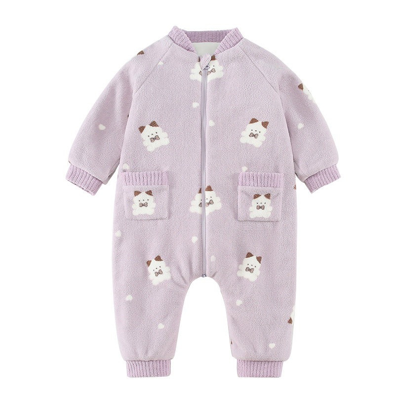 女童连体睡衣冬季法兰绒儿童防踢保暖三层睡袋宝宝如厕版加厚爬服