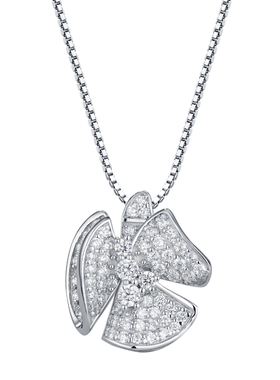 海棠花满钻项链欧美风群镶吊坠