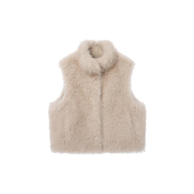 羊羔毛马甲女秋冬2025新款皮毛一体马夹保暖软糯翻领毛毛外套手套