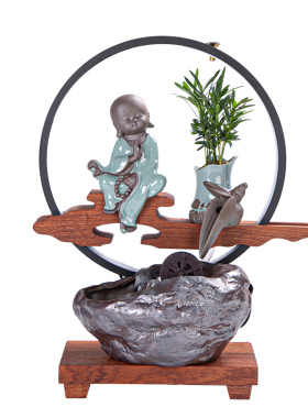 新中式风流水摆件台灯乔迁礼物