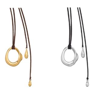 董洁推荐凝结项链黑绳圆环吊坠长款颈链女新中式设计高级感毛衣链