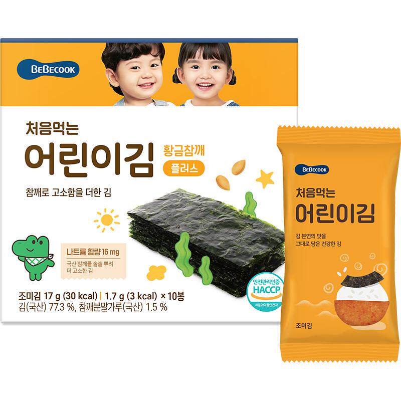 【直播】韩国bebecook海苔片饭团寿司零食紫菜高铁高钙3盒