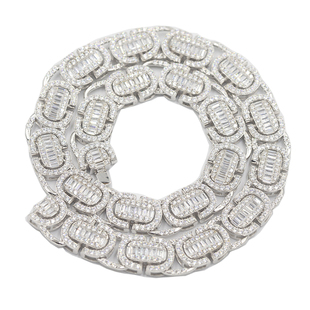 WBJ定制珠宝 T方链 梯方项链满镶嵌拜占ting 15mm满镶嵌Byzantine