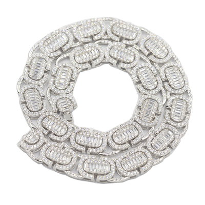 WBJ定制珠宝 T方链 梯方项链满镶嵌拜占ting 15mm满镶嵌Byzantine