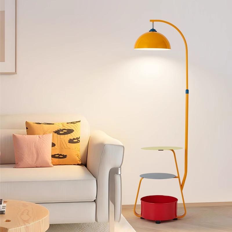 马卡龙客厅沙发中古落地灯卧室床头柜一体台灯天猫精灵智能立式灯