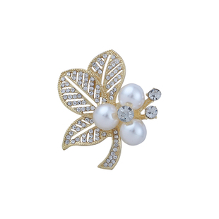 金色生命树珍珠胸针女防走光扣西装固定胸花服装配饰简约水钻别针