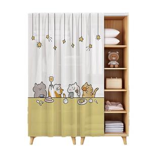 无门柜子遮挡帘免打孔衣柜遮丑杂物书架防尘鞋柜门帘滑轨拉帘纱帘