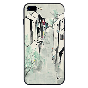 吴冠中水墨画适用iPhoneX苹果13 8p手机壳11/12/14/15promax中国风浮雕艺术软壳华为小米vivo三星OPPO一加