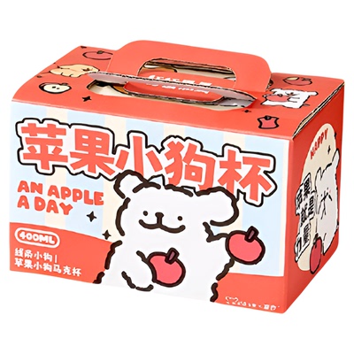 言仓线条小狗苹果马克杯陶瓷水杯女友闺蜜情侣儿童毕业生日礼物