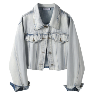 早春季新款复古水洗短款漂亮牛仔外套女韩版百搭气质长袖夹克上衣