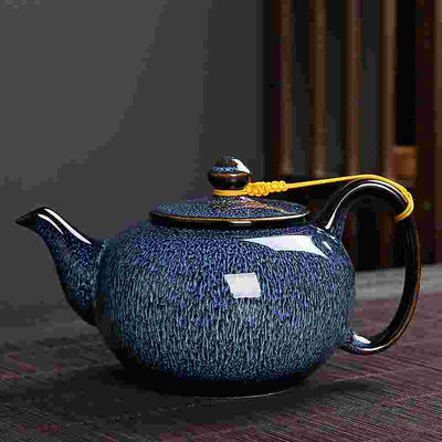窑变建盏茶壶单个泡茶器中式茶具套装家用办公室陶瓷单壶提梁套组