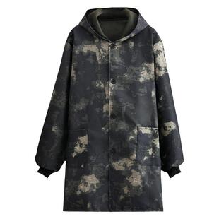 加绒加厚罩衣防水防油污耐脏男女款围裙工作服冬季外穿中长款长袖