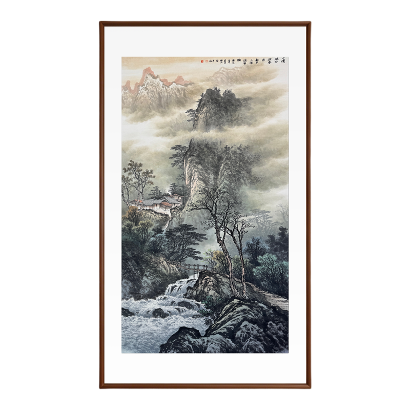 新中式水墨山水客厅玄关挂画