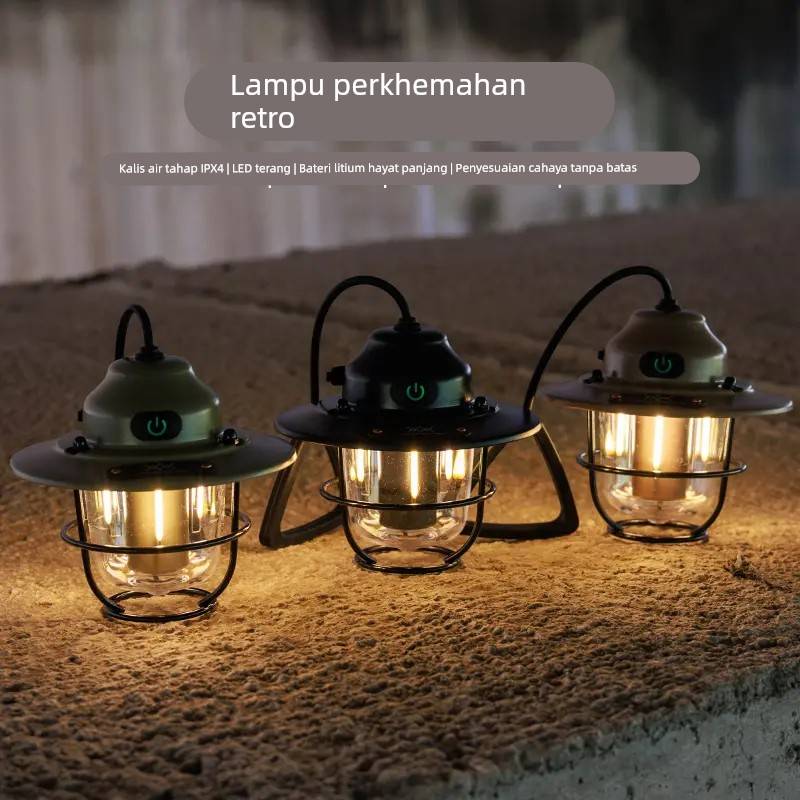 户外露营防水复古超长续航松果灯帐篷挂灯营地氛围灯