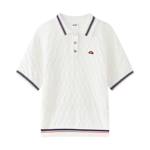 【陈都灵同款】ellesse小贝壳25秋新品复古撞色老钱风polo短袖T恤