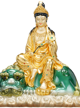 纯黄铜家用供奉四大菩萨文殊普贤观音地藏王摆件礼物书房中式工艺