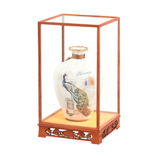 红木防尘玻璃罩子摆件实木雕刻底座工艺品古董佛像观音展示罩定制