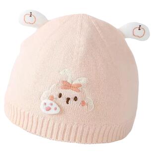 婴儿帽子秋冬季男女宝宝可爱卡通护耳帽新生儿内里纯棉胎帽针织帽