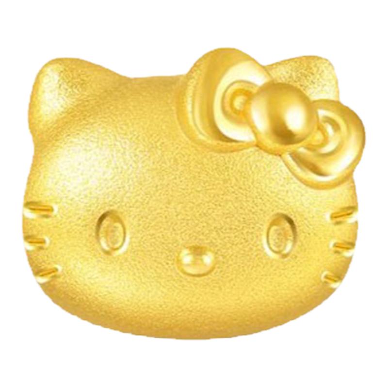 金姑娘999足金hellokitty转运珠手链哈喽KT猫蝴蝶结吊坠手串珠女