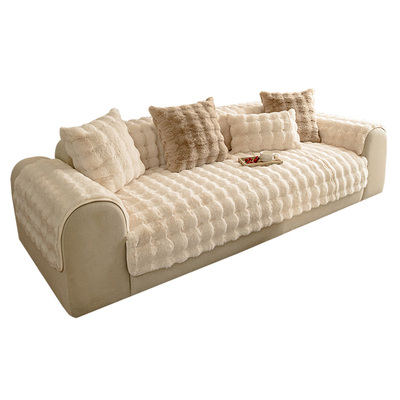 兔毛绒秋冬季沙发垫盖布加厚异形2025新款坐垫防滑皮沙发专用套罩