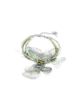 shes优雅国风绢纱水晶蝴蝶手链