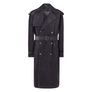 【纯棉灯芯绒】CULTUM秋冬复古IVY战壕骑士风衣男中长款保暖外套