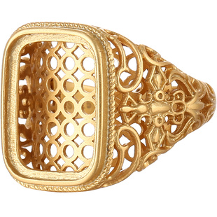 霸气个性古法金戒指空托纯银方形戒托12*16 12*17 13*18 14*17*22