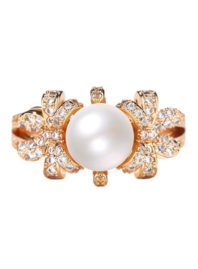 蕾迪高定质量超棒贝珠掌上明珠3克拉小碎钻意大利工艺戒指