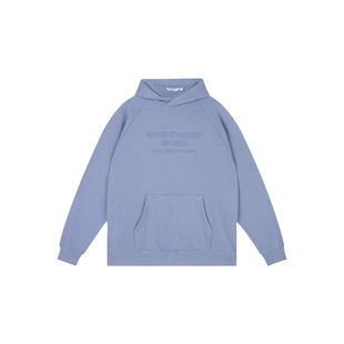 WassupHouse连帽插肩灰色卫衣男款秋冬保暖外套美式宽松运动上衣