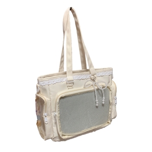 追星二次元痛包女大容量斜挎包包可放10cm娃包透明层红色单肩挎包