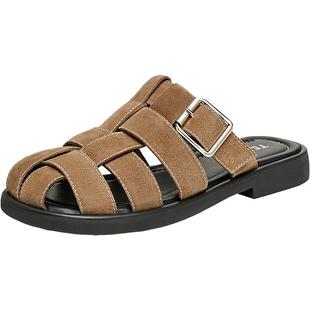 天美意穆勒鞋包头半拖鞋女外穿凉拖罗马凉鞋子夏新款KT043BT4