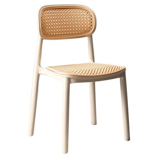 餐椅藤编塑料靠背餐桌椅子家用可叠放户外休闲小户型扶手书桌椅