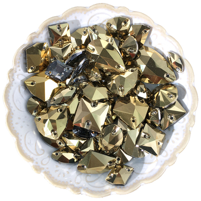 矿金色平底倒边平扣双孔手缝钻