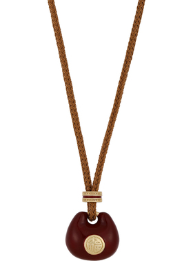 红色小福锁吊坠皮绳长项链高级感