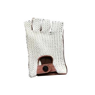 男士鹿皮手套秋季机车驾驶骑行复古哈雷网面薄款修手皮半指手套女