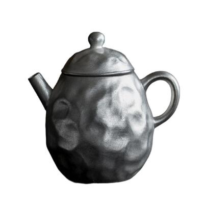 觅白鎏银瓷包银手工石纹茶壶