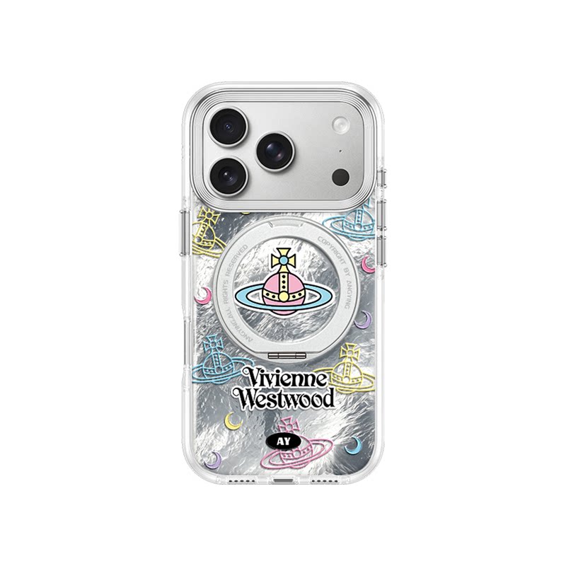 ANGYING × 彩色土星适用苹果17promax手机壳新款iphone16pro磁吸带支架ip15支点Yo2超薄好看13套高级感女