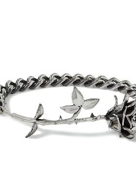 复古纯银ERD风格玫瑰做旧手链