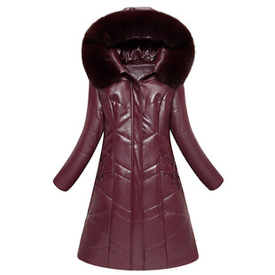 2025新款海宁皮衣女真皮羽绒服中长款大码妈妈冬装毛领皮棉衣外套