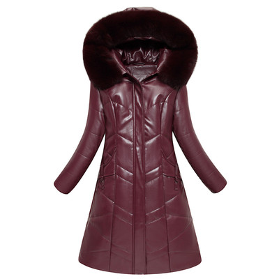 真皮羽绒服女加厚妈妈装皮衣外套