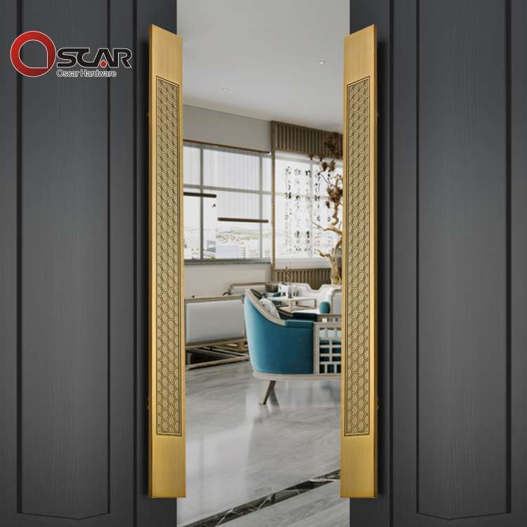 新中式把手仿古铜雕刻拉手商铺玻璃门把手铝合金木门大拉手现货