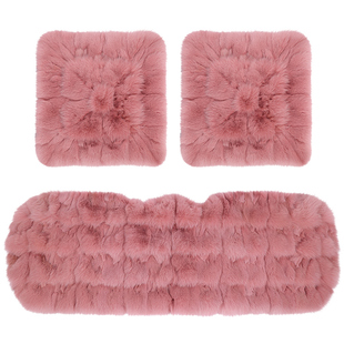 狐狸毛汽车坐垫冬季羊毛绒车座垫网红单片方形保暖三件套皮毛一体