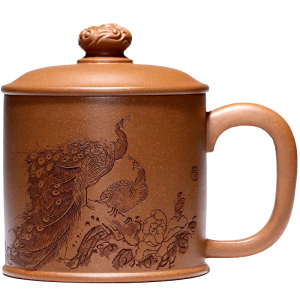 珍藏重器 宜兴紫砂杯 大号手工茶杯带盖复古中式储立强 国色天香