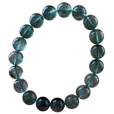 天然巴西猫眼绿发晶单圈水晶手链