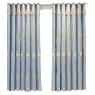 定制简欧小清新双层窗帘布纱一体成品浮雕绣花客厅卧室全遮光窗帘