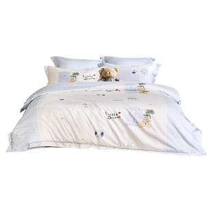 罗莱家纺儿童高支纯棉三件套A类60支抗菌被套床笠床单床上四件套